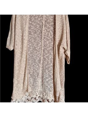 Rue21 Cream Knit Cardigan with Lace Detail